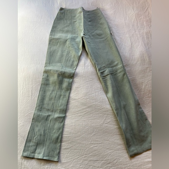 🍋80s Paolo Santini Vintage Teal Suede Biker Pants - Picture 2 of 16